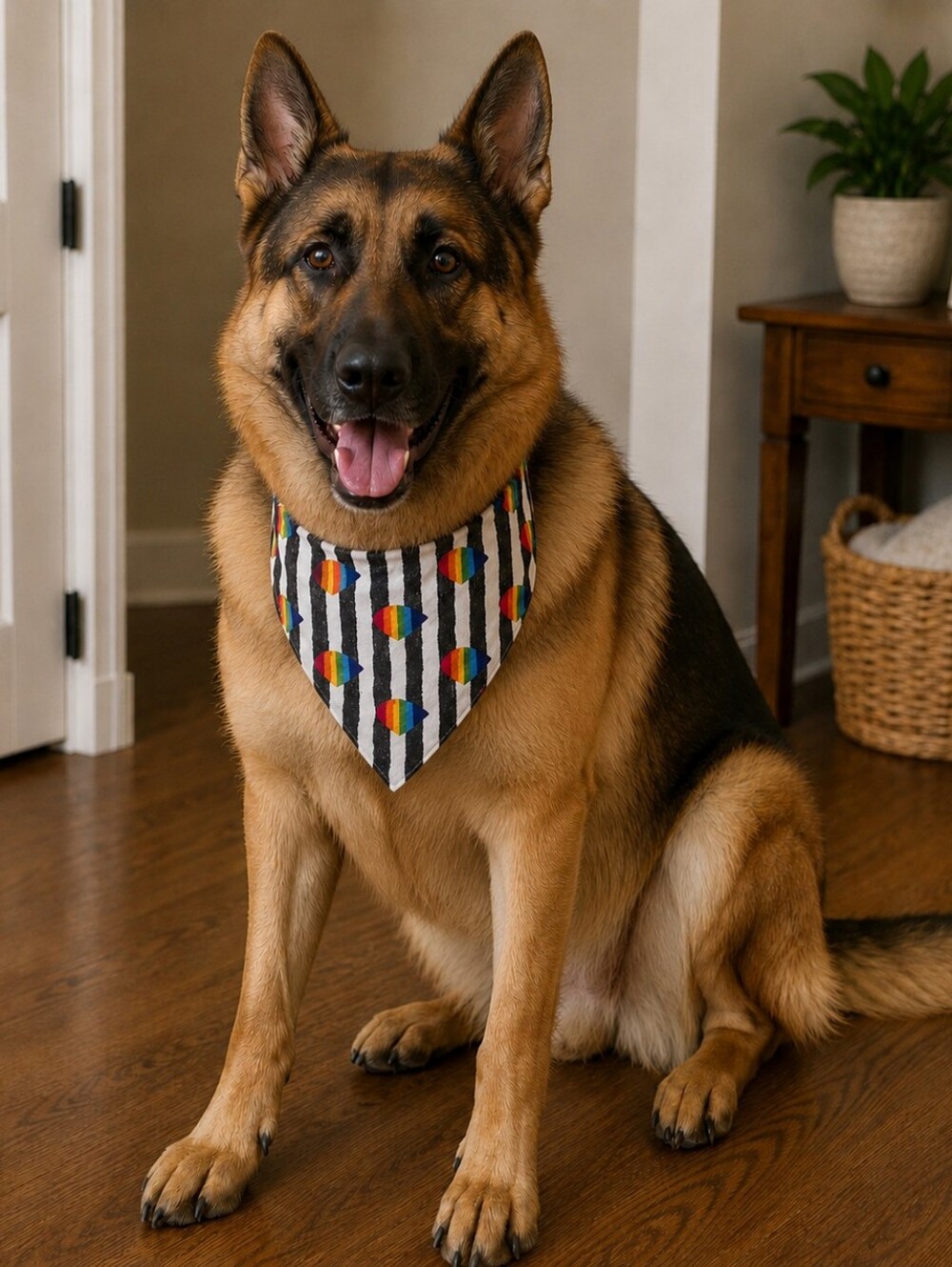 Rainbow Heart Stripe Bandana